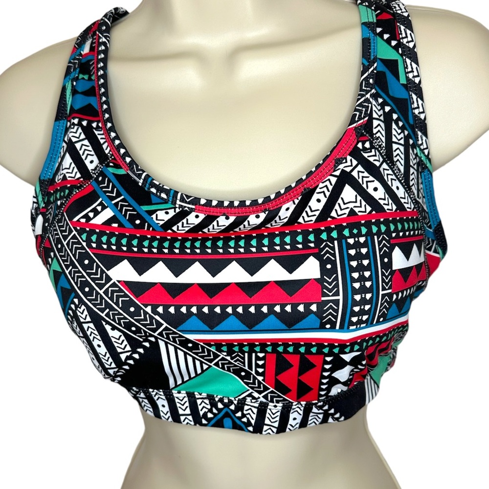 Xersion sports bra- Like New- size medium-multi-colored racerback bra top black